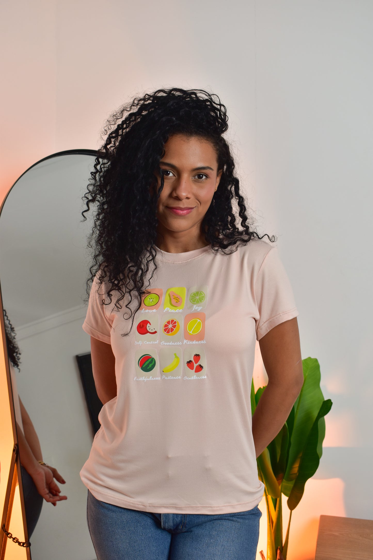 Dama pd estampado Frutas palo de rosa