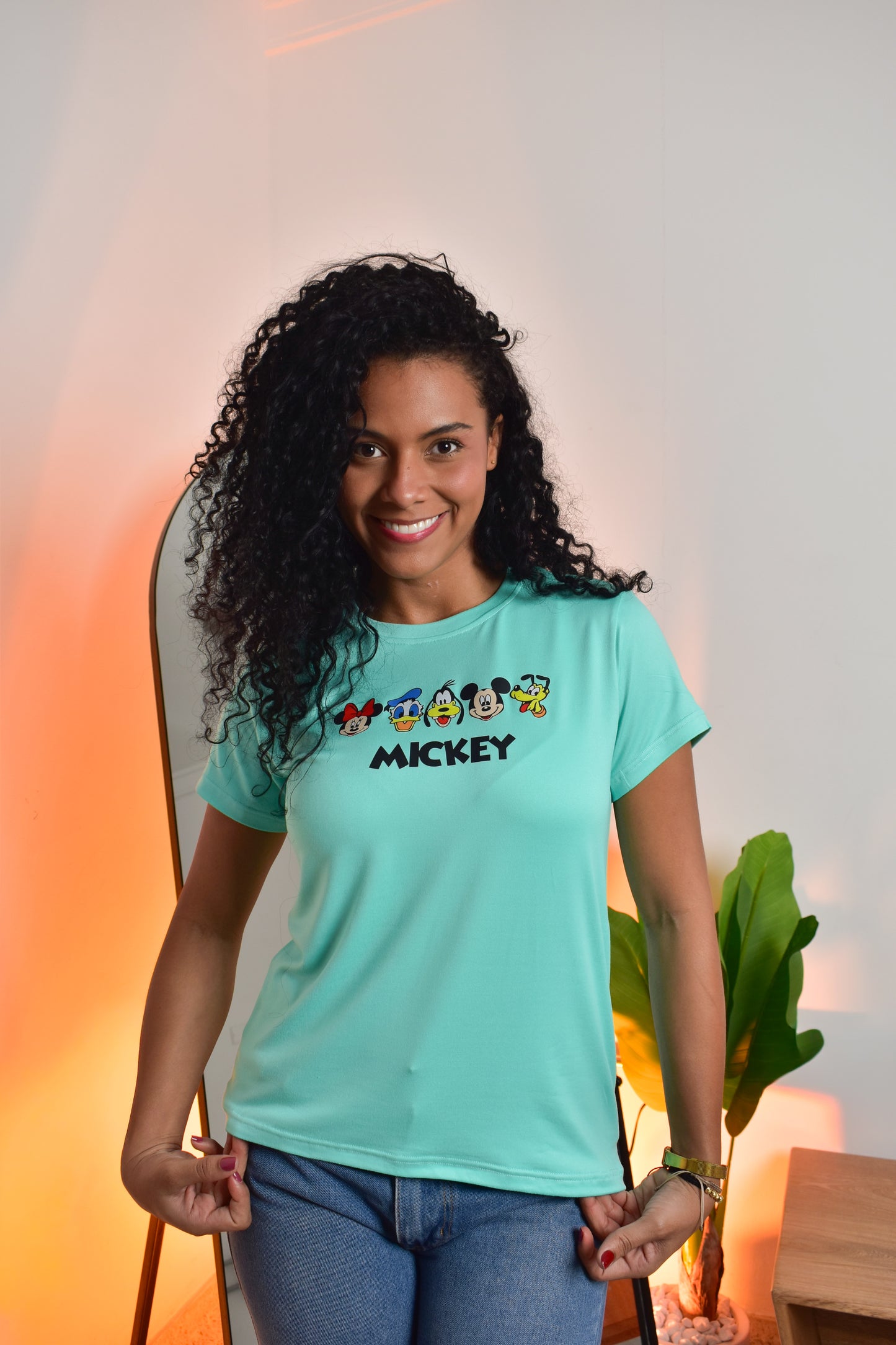 Dama pd estampado mickey verde menta