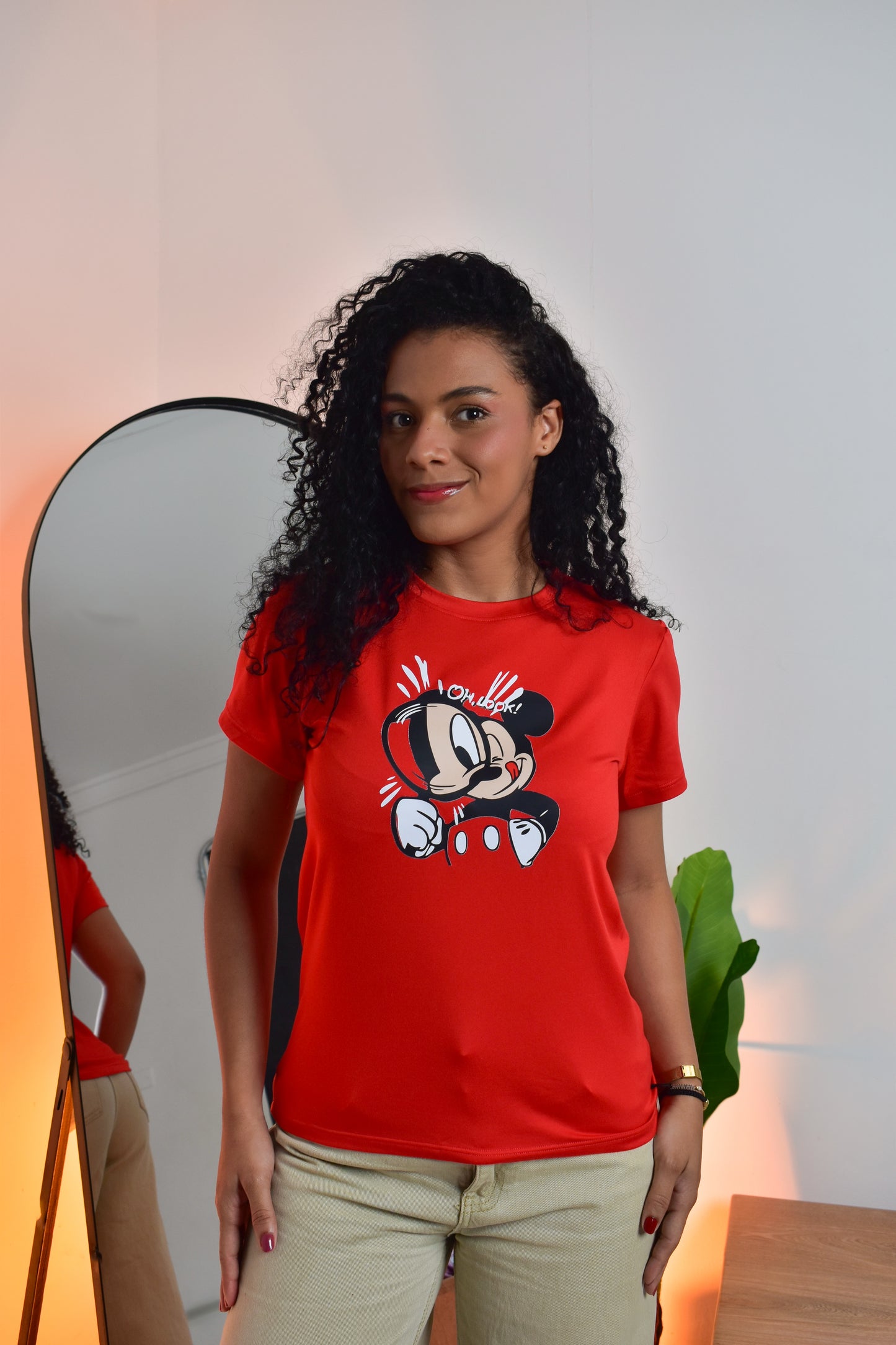 Dama pd estampado mickey roja