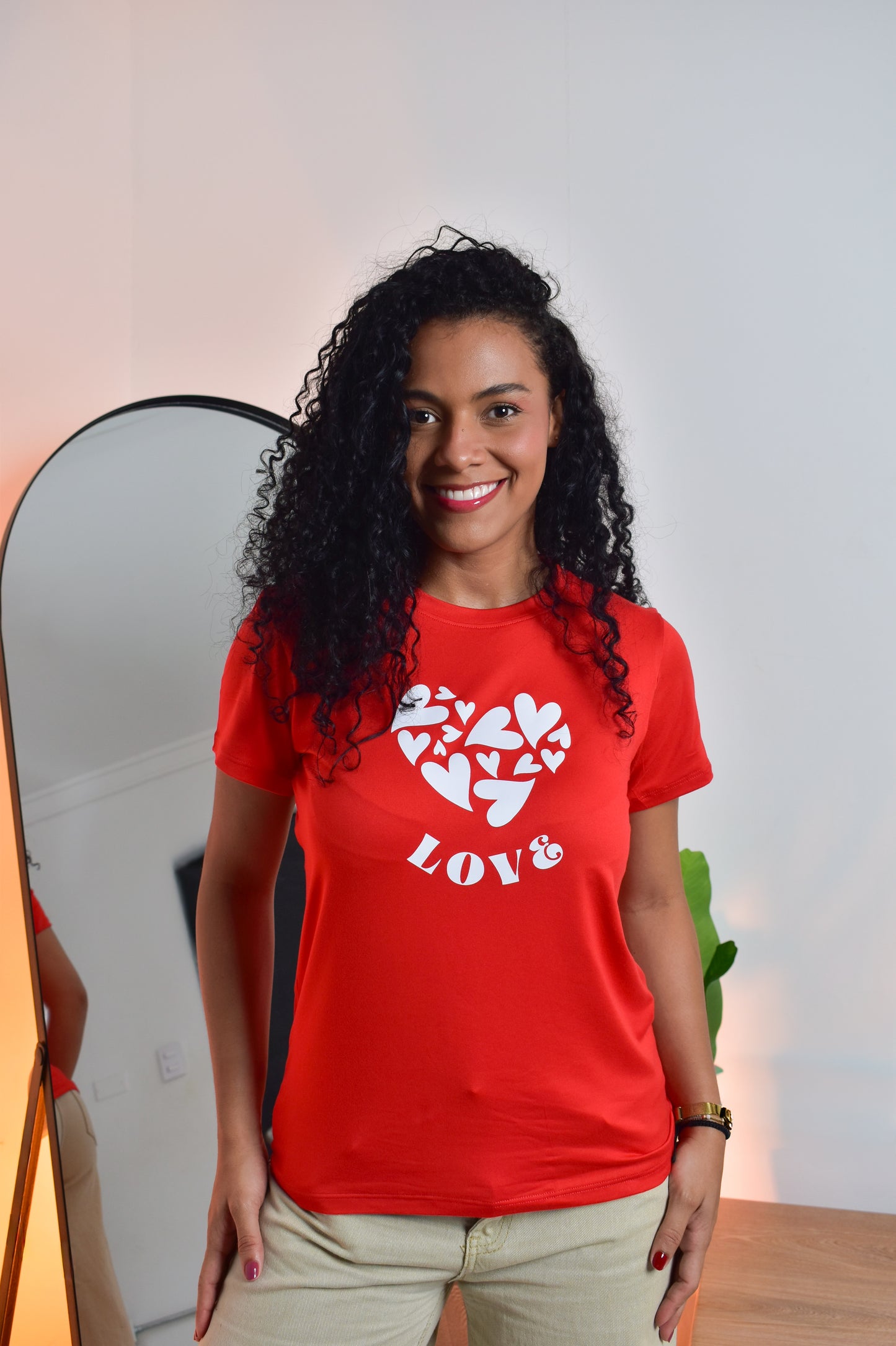 Dama pd estampado corazón blanco