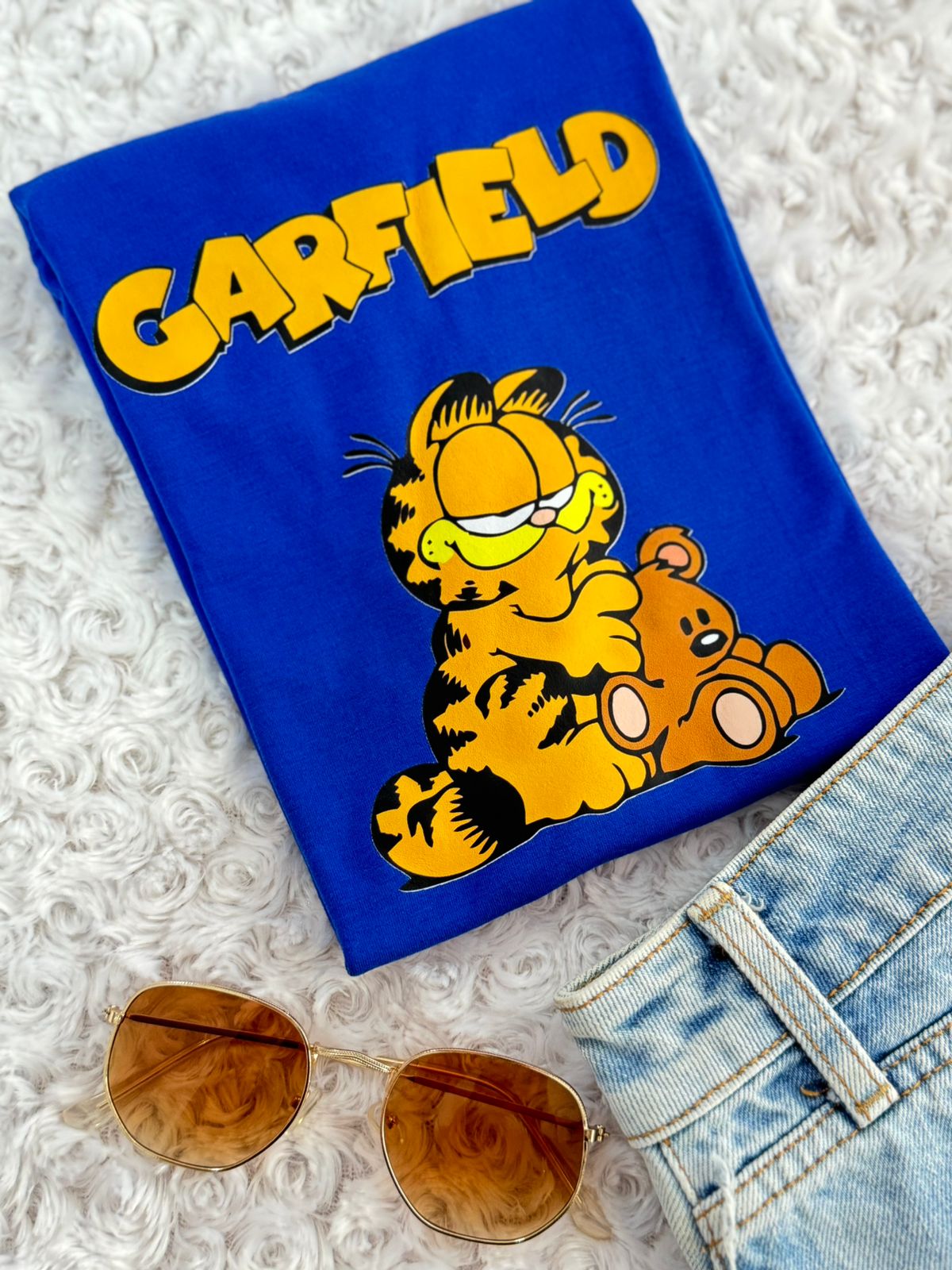 Dama alg estampado garfield azul rey