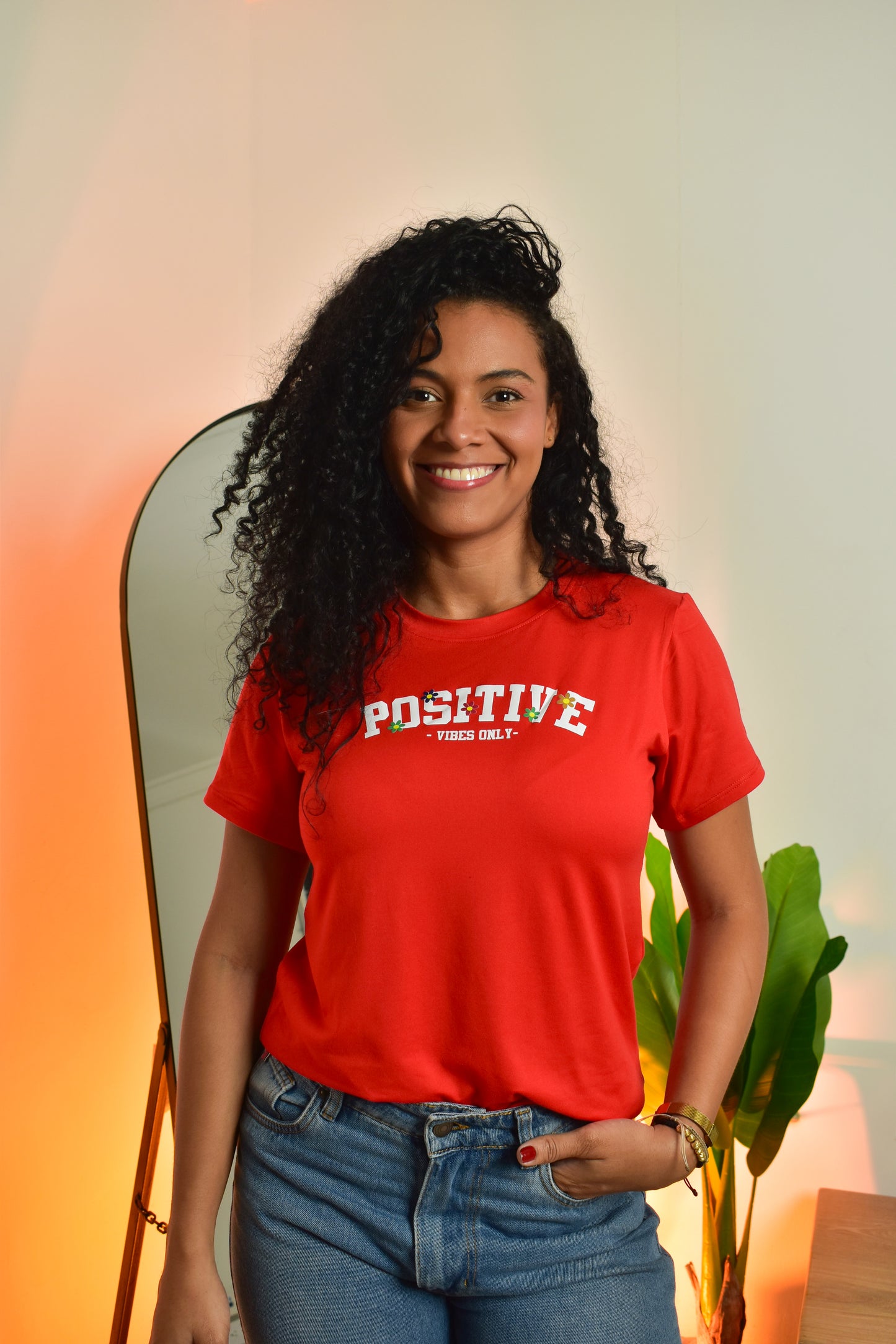 Dama pd estampado Positive rojo