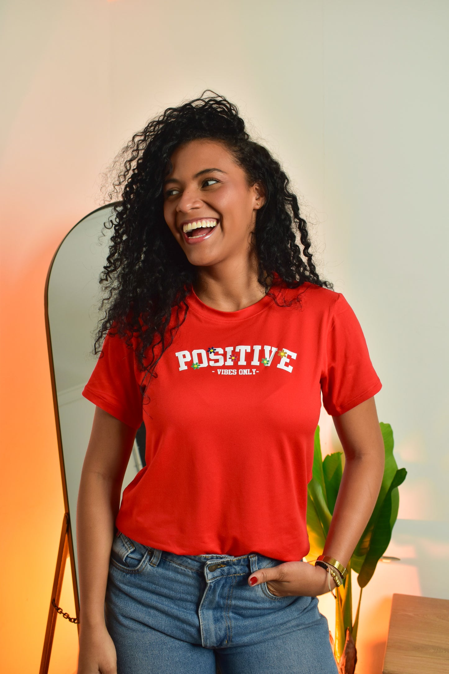 Dama pd estampado Positive rojo