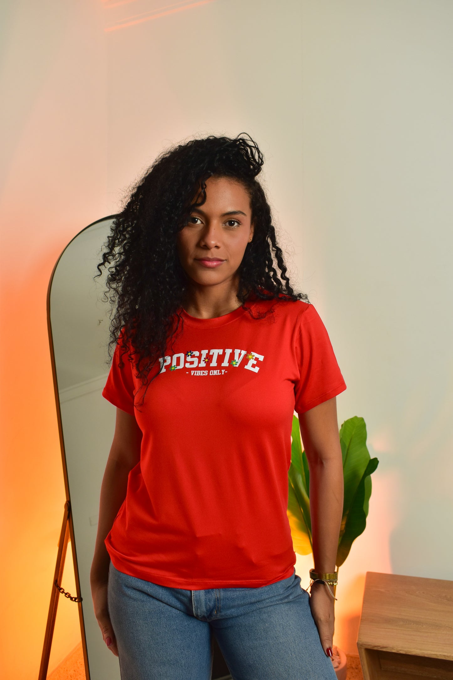 Dama pd estampado Positive rojo