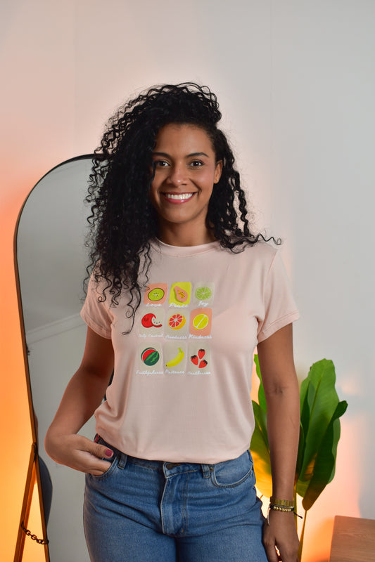 Dama pd estampado Frutas palo de rosa