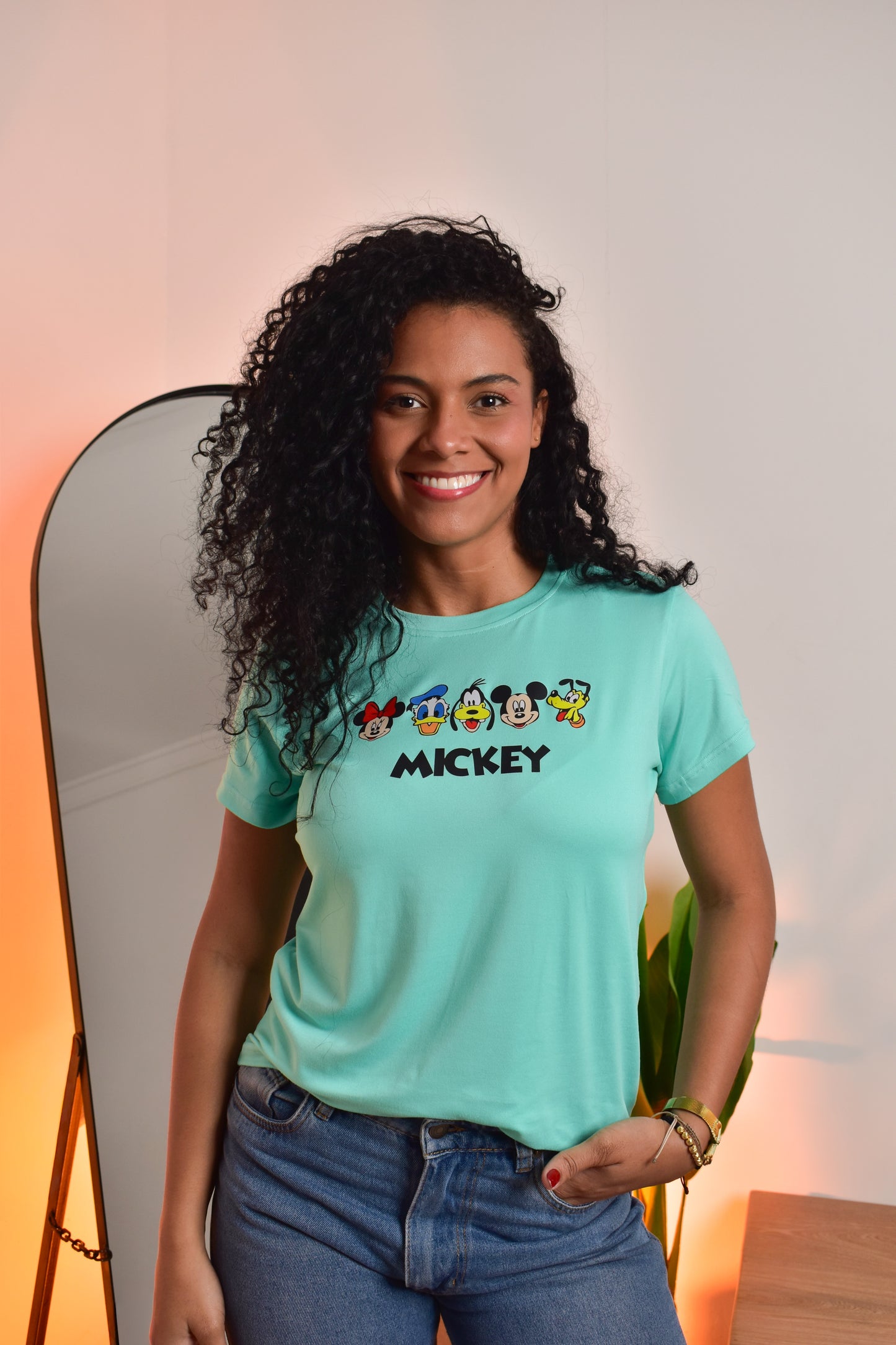 Dama pd estampado mickey verde menta