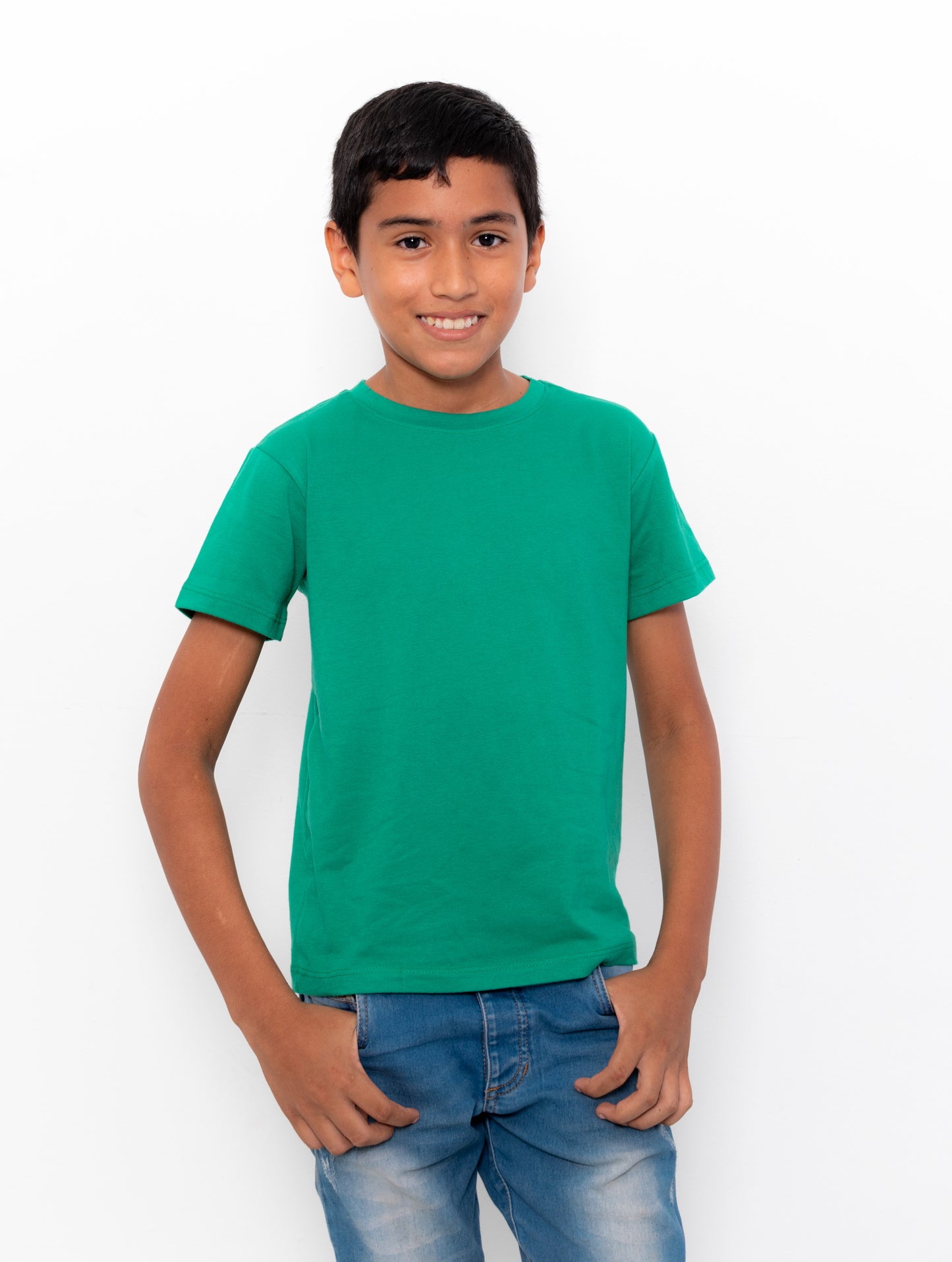 CAMISETA BASICA DE NIÑO - VERDE - ALG