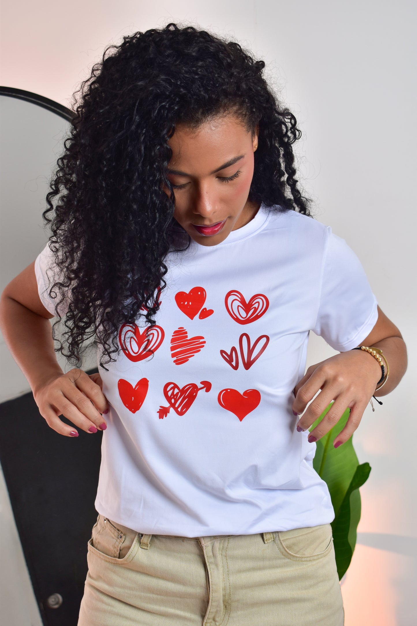 Dama pd estampado corazones