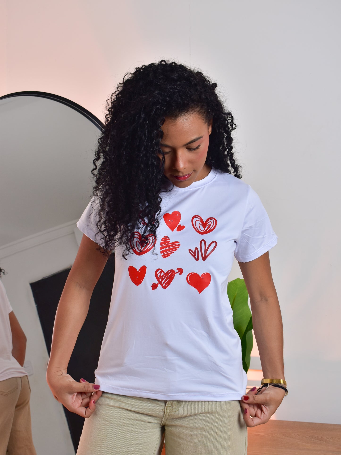 Dama pd estampado corazones