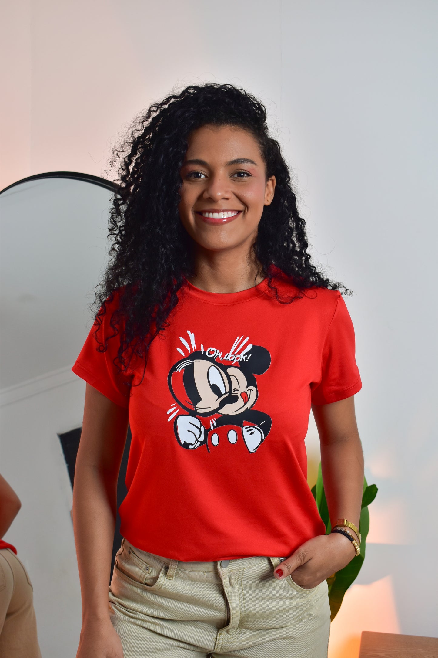 Dama pd estampado mickey roja