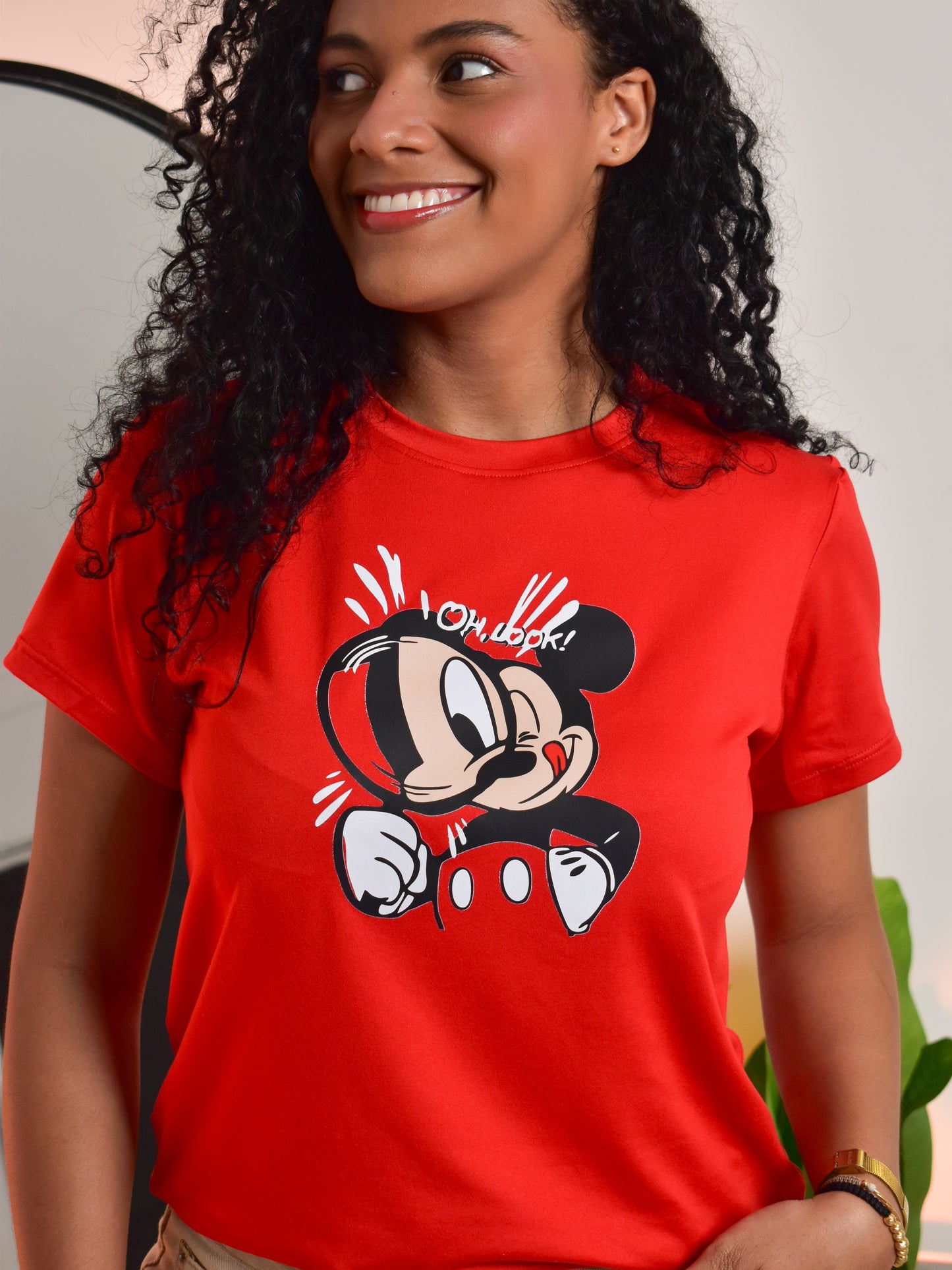 Dama pd estampado mickey roja