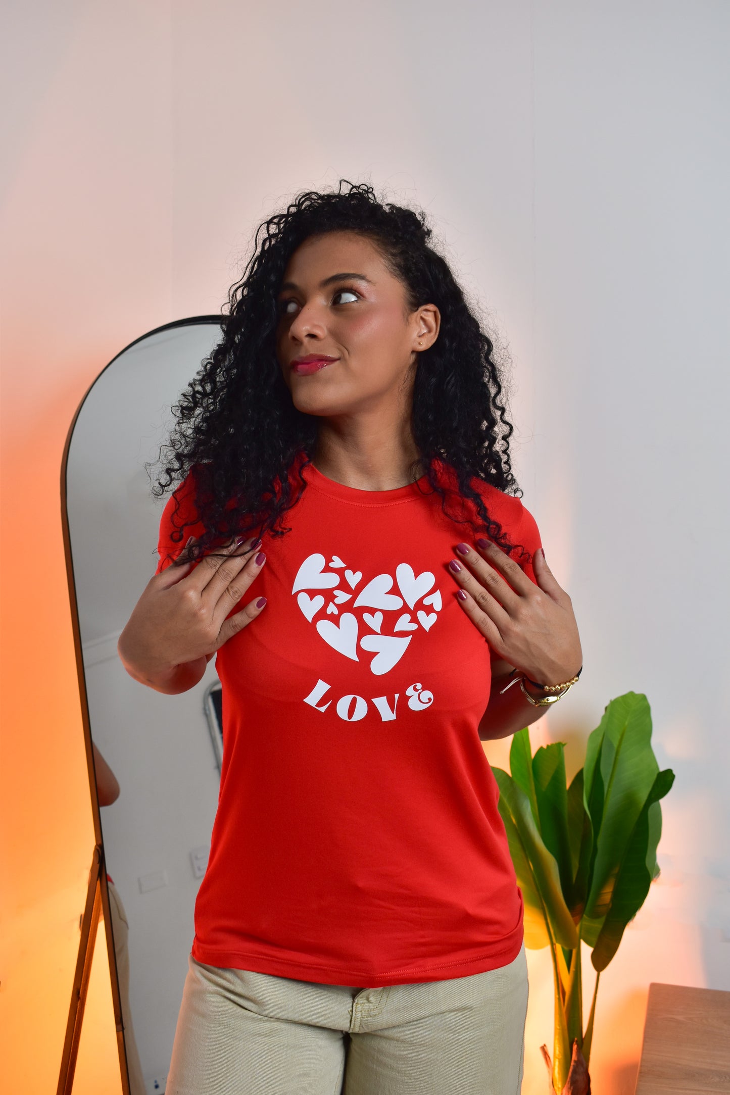 Dama pd estampado corazón blanco