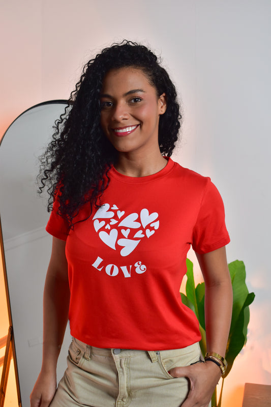 Dama pd estampado corazón blanco