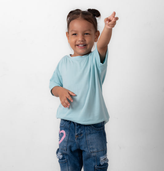 CAMISETA BASICA DE NIÑO - AZUL BEBE - PD