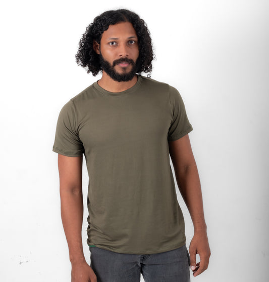 CAMISETA BASICA DE CABALLERO - VERDE MILITAR - PD