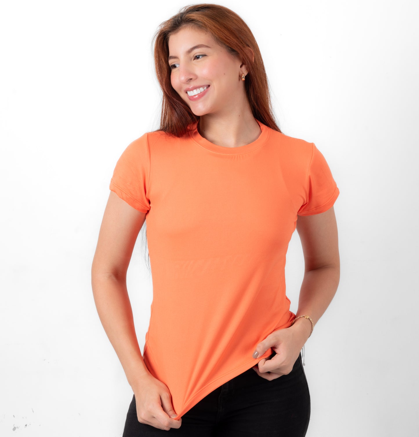 CAMISETA BASICA DE DAMA - NARANJA - PD