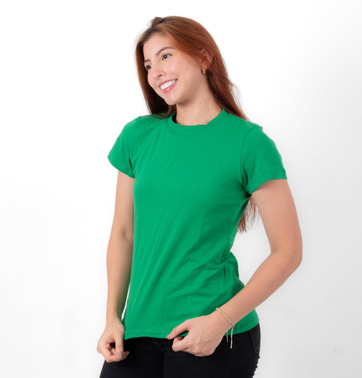 CAMISETA BASICA DE DAMA - VERDE - ALG