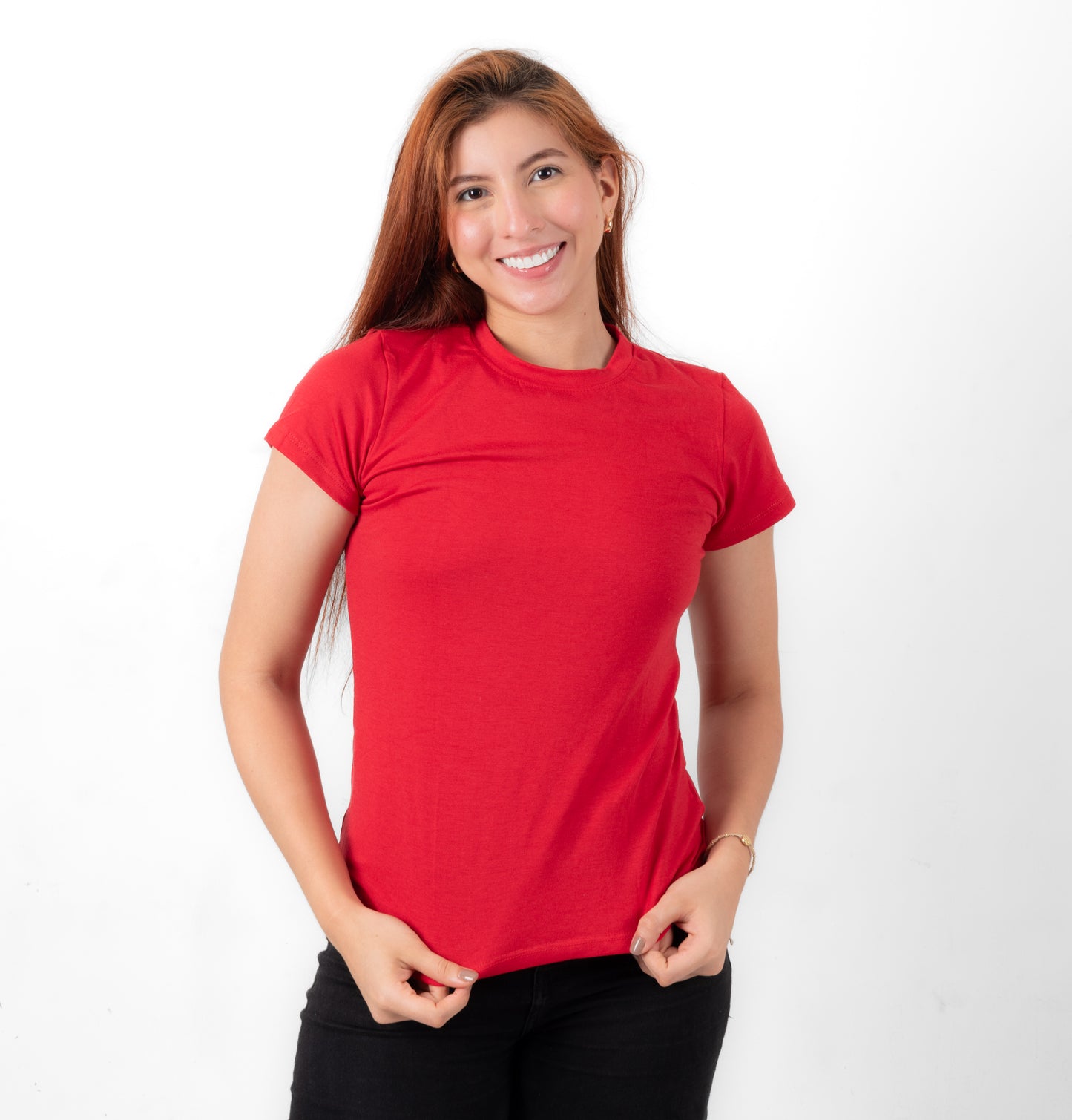 CAMISETA BASICA DE DAMA - ROJO - ALG