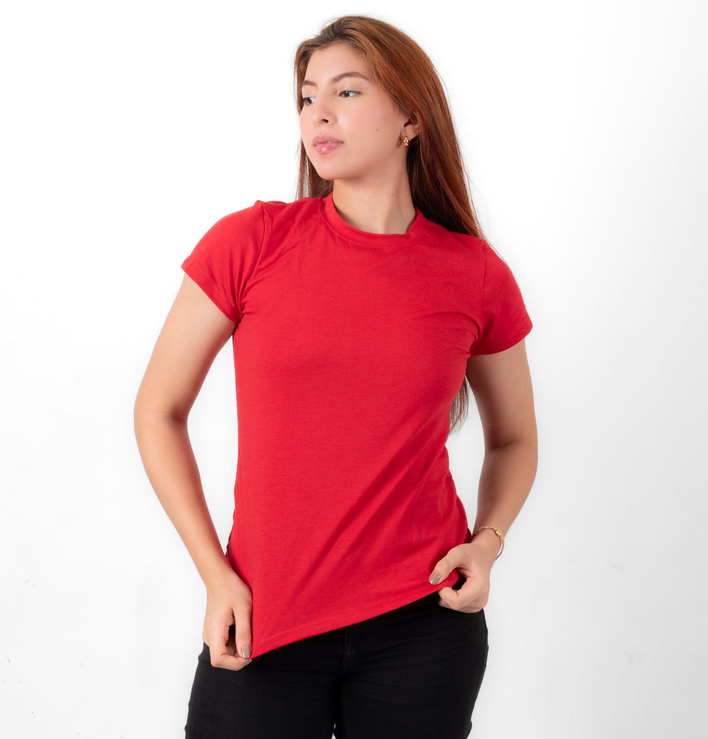 CAMISETA BASICA DE DAMA - ROJO - ALG