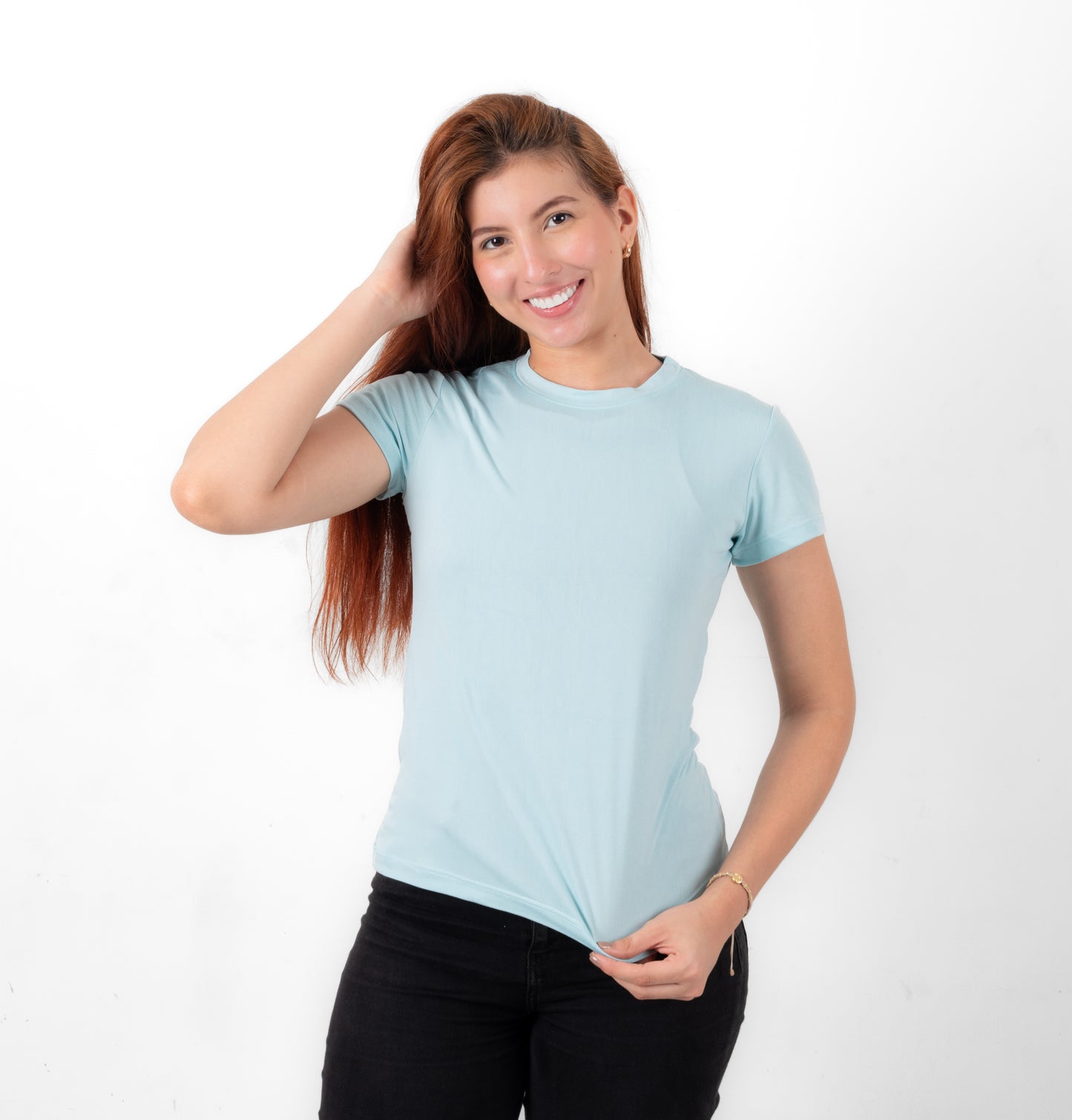 CAMISETA BASICA DE DAMA - AZUL BEBE - PD