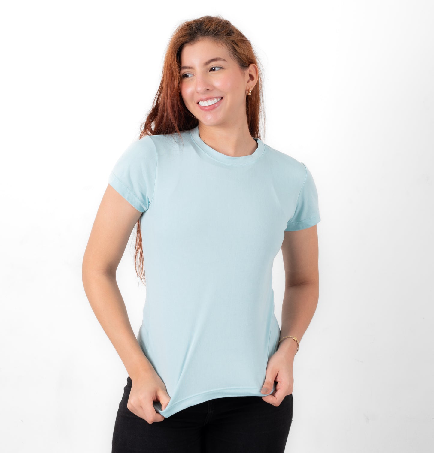 CAMISETA BASICA DE DAMA - AZUL BEBE - PD