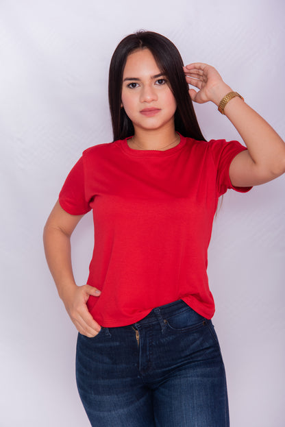 CAMISETA BASICA DE DAMA - ROJO - PD