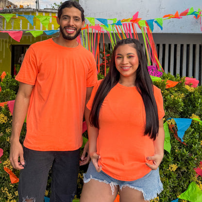 CAMISETA BASICA DE DAMA - NARANJA NEON - ALG