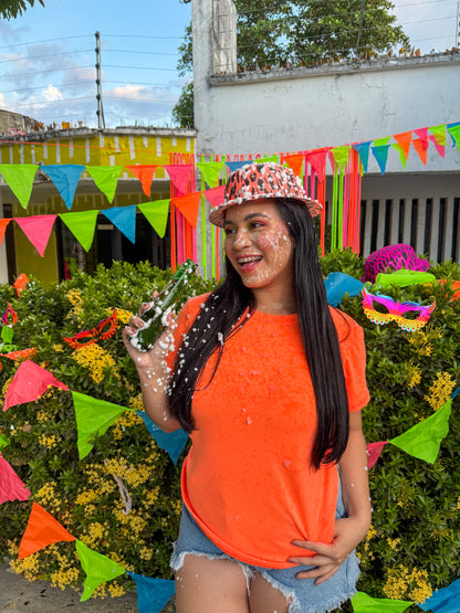 CAMISETA BASICA DE DAMA - NARANJA NEON - ALG