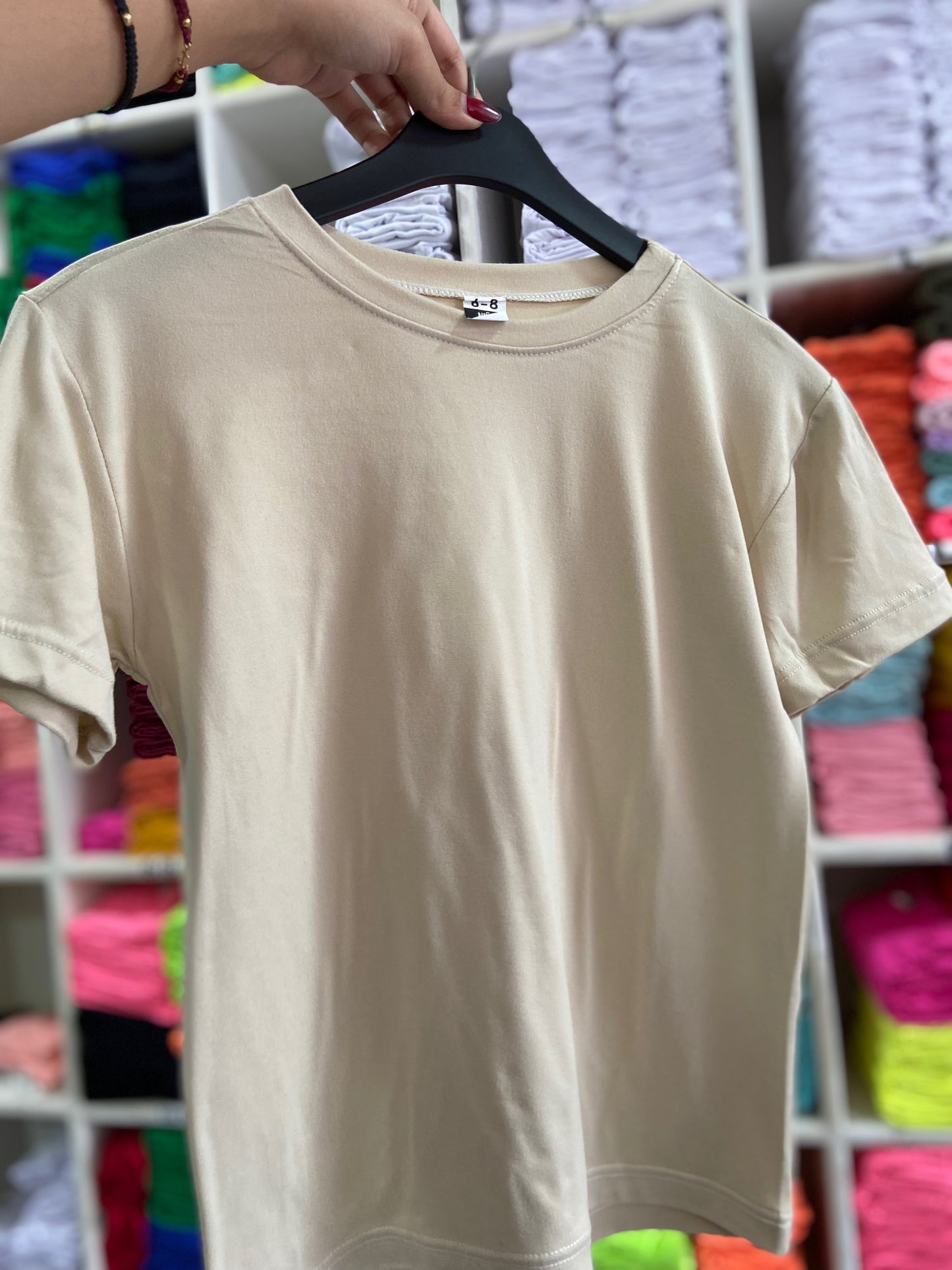 CAMISETA BASICA DE NIÑO - BEIGE - PD