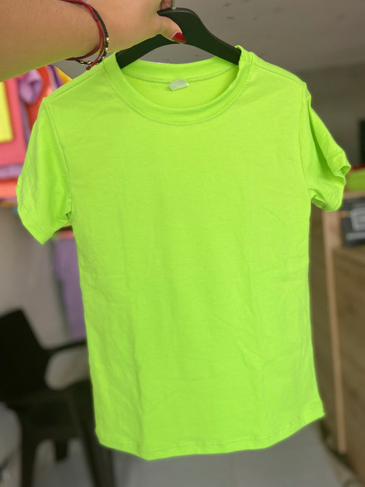 CAMISETA BASICA DE NIÑO - ALG - VERDE NEON