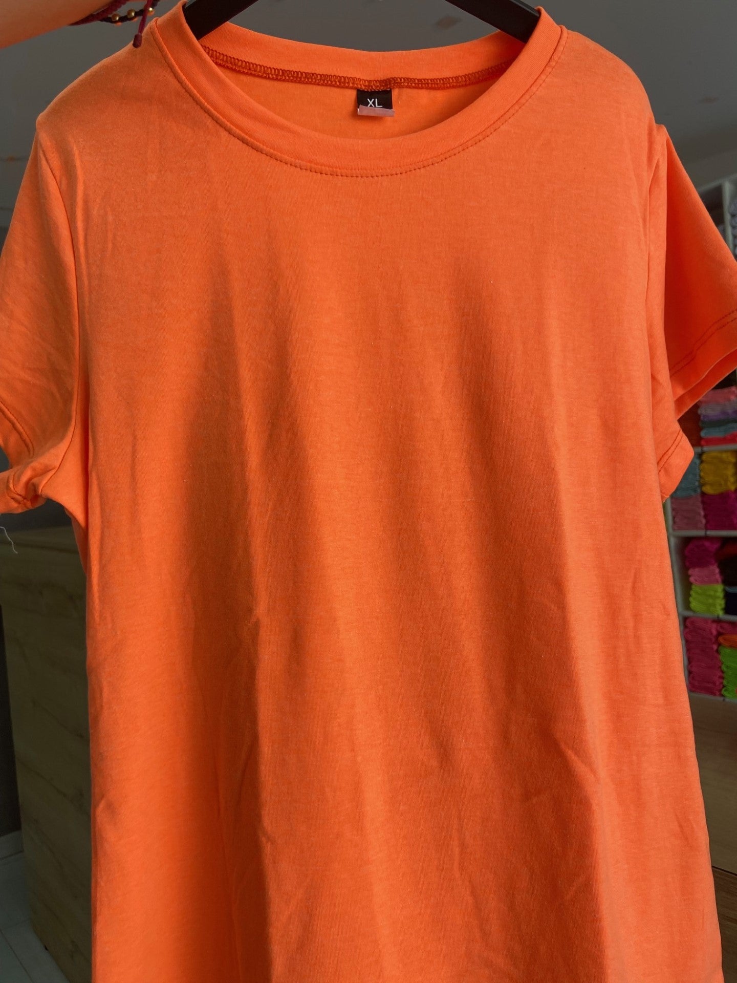 CAMISETA BASICA DE DAMA - NARANJA NEON - ALG